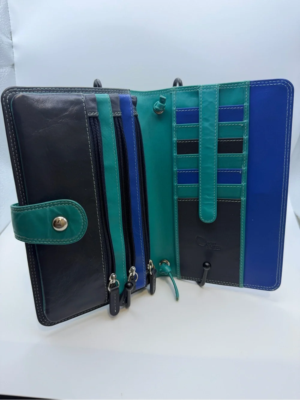 Oran Leather Australia Large Organizer Wallet Crossbody Purse Genuine Leather
